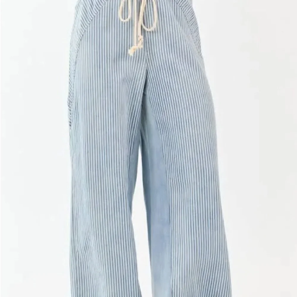 ee•some Striped Blue Wide-Leg Pants/jeans Medium - Picture 7 of 8